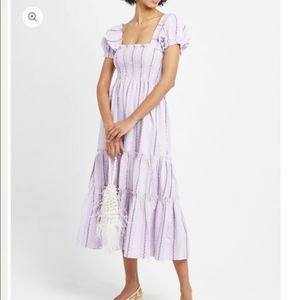 O . P . T Square Neck Smocked Maxi Dress